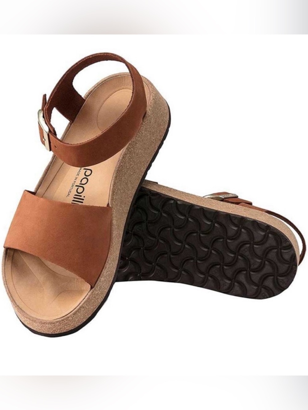 Papillio 💅 Birkenstock Glenda Pecan Brown Nubuck Leather Platform Sandals NEW